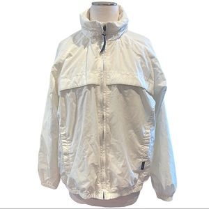 Vintage 90s Pacific Trail Outdoor Wear White Windbreaker with Hideaway Hood Sz L